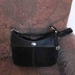 Brighton Black Leather and Suede Handbag